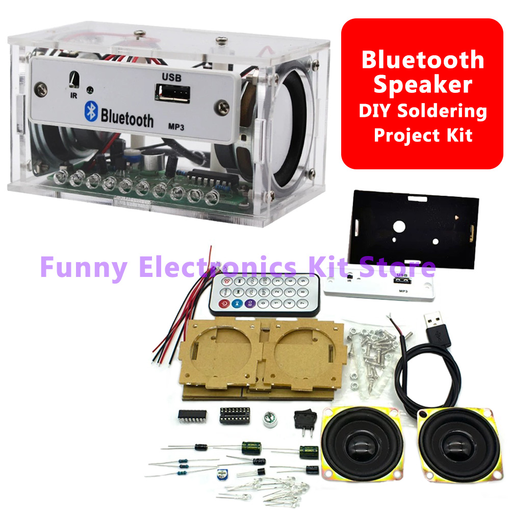 Diy Electronics Learning Kit - طقم مكبر صوت بلوتوث DIY أبيض