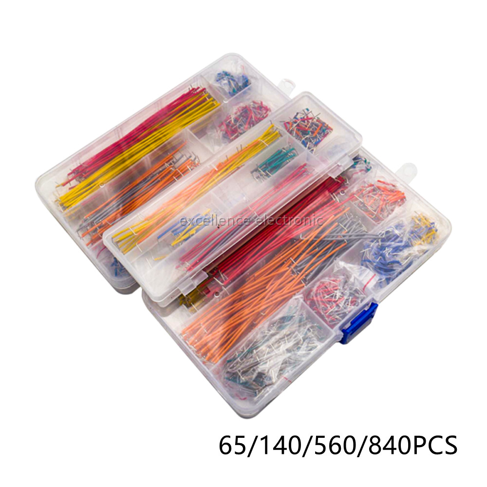Breadboard Jumper Wire - 65/140/560/840 قطعة/صندوق لحام اللوح أسلاك توصيل
