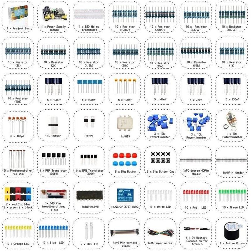 تصميم جديد~ مجموعة مكونات إلكت - مراجعة Diy Electronics Components Kit وسعره