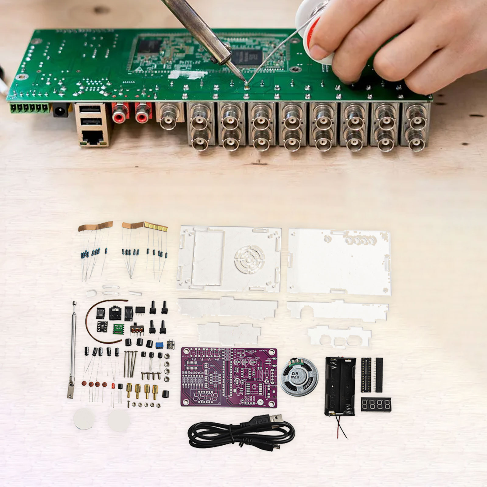 طقم لحام راديو FM DIY طراز HU- - مراجعة Diy Electronics Kits For Beginners وسعره