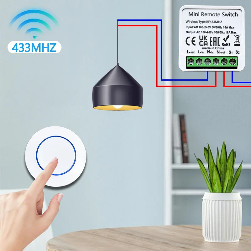 مفتاح إضاءة لاسلكي 433 هرتز مع - مراجعة Diy Electronics Button وسعره