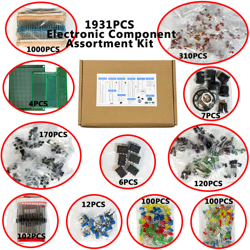 مجموعة مكونات إلكترونية 1900 ق - مراجعة Diy Electronics Components Kit وسعره