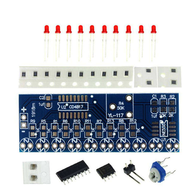NE555 + CD4017 تشغيل LED تدفق  - مراجعة Diy Electronics News وسعره